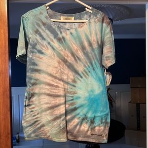 ARTifacts blue peacock tie dye tee L